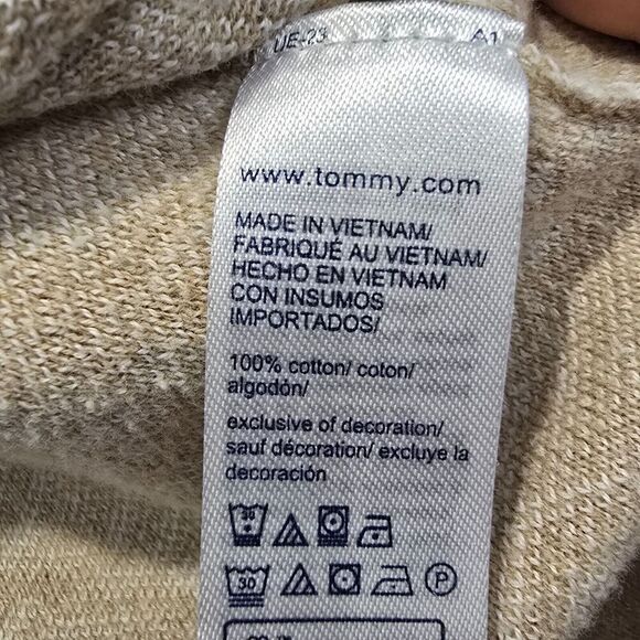 WOMENS TOMMY HILFIGER MONOGRAM LOGO TURTLENECK COTTON TAN & BEIGE SWEATER SZ XL - Picture 9 of 9